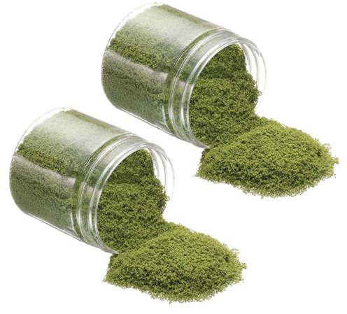 CoCud Model Grass Terrain Powder, 185ml Capacity, Fake Miniature Flower Grass Tree Sponge Green/Yellow - (Applications: DIY Dollhouse Fairy Garden Model Railway Landscape), 2-Pieces