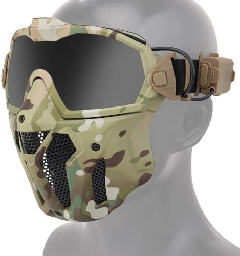 Peminkoo Airsoft Paintball Gesichtsmaske mit Ventilator atmungsaktive Vollgesichts-Schutzmaske für Party Cosplay Jagd (CP)