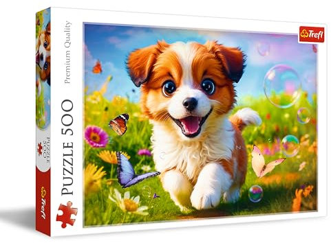 Trefl - Fröhlicher Hund - Puzzle 500 Elemente - DIY-Puzzle mit Tieren, Kreative Unterhaltung, Spaß, Klassisches Puzzle für Erwachsene und Kinder ab 10 Jahren