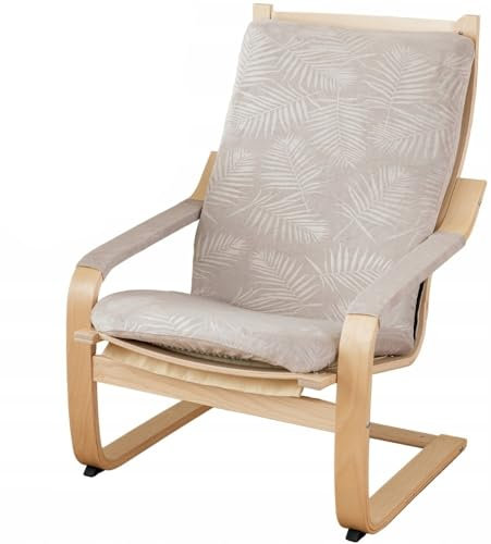Schwingsessel Bezug Beige mit Palmenblättern - Schwingstuhl Husse - Überzug für Relaxsessel - Abdeckung für Ruhesessel - Schutzhülle für Relaxstuhl – Oeko-Tex 100 – Elastisch Schmutzabweisend