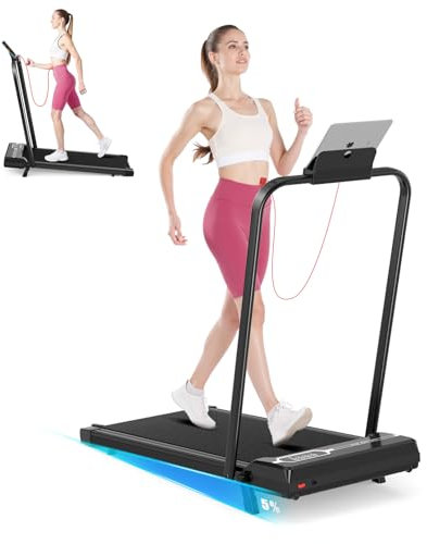 Dskeuzeew Laufband Klappbar mit Neigung - 4 in 1 Walking Pad mit 5% Steigung für Zuhause Laufpad Gehband Lauf Laufbänder, Schwarz Glänzend