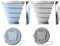 2 Piezas Tazas Plegables de Silicona, 270ml Sin BPA, Vasos Plegables Reutilizable con Tapa, Taza de Viaje de Silicona Telescópica para Exterior Senderismo Campamento Picnic Deportes (Azul Gris)