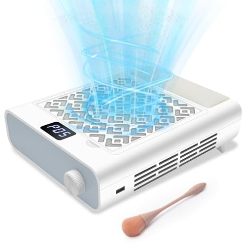 CGBE Nail Dust Collector: 3600RPM Dust Collector Nail Tech with 5 Speed Suction Adjustment, Hand Pillow, 2 Reusable Filter & 10 Disposable Filter Papers, Nail Vacuum for Home & Salon