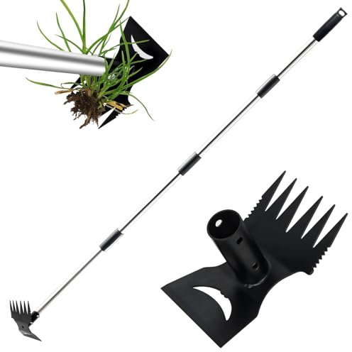 Bindokun Unkrautstecher mit Langem Griff 150 cm, 2 in 1 Manuell Unkraut-Zieher zum Entwurzeln, Gartengeräte Für Hof, Rasen, Terrasse und Garten