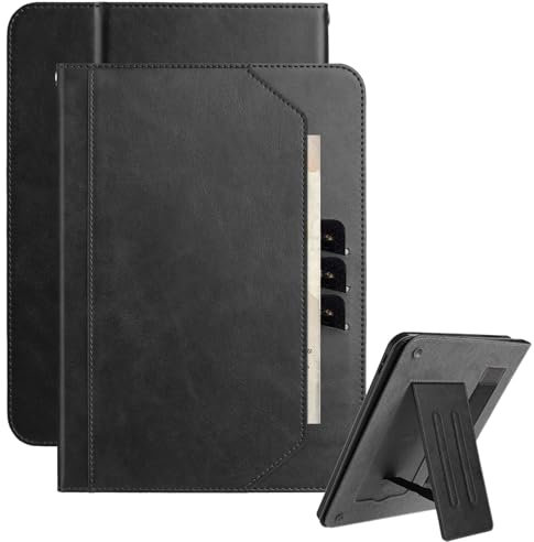 Genérico DayQiQiPu Funda para Tableta Universal Todas Las Marcas 9-10 Pulgadas (Menos de 11) Estuche Tipo Cubierta de Cuero PU Negocios con Soporte y Ranuras para Tarjetas, Funda Tipo Folio Negro