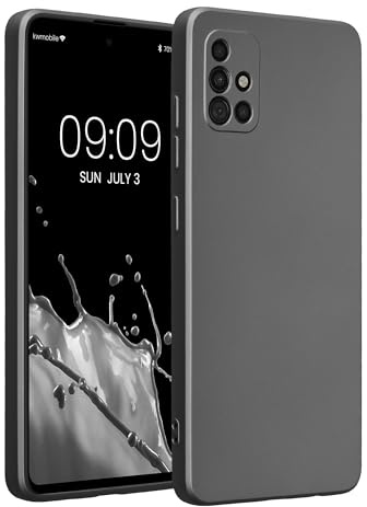 kwmobile Handyhülle für Samsung Galaxy A51 Hülle - weiche Silikon Case metallisch schimmernd - Schutzhülle Cover - Metallic Grau