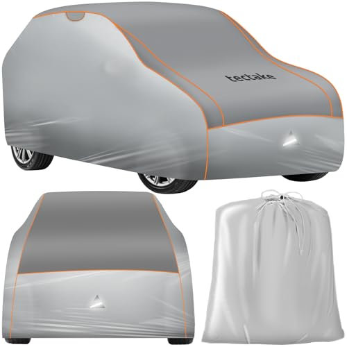 tectake® Auto Abdeckplane, Hagelschutz Autoplane, Autoabdeckung, wasserdichte Decke, atmungsaktiv, elastische Autogarage, Auto Zubehör mit Aufbewahrungstasche, für viele Modelle - Größe SUV/Van XXL