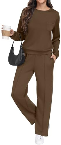 GRECERELLE Trainingsanzug Jogginganzug Damen Zweiteiler Outfits Tracksuit Langarm Lässige Crew Neck Casual Tops und Jogginghosen Trainingsanzüge mit Taschen