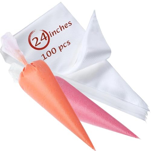 KAKAMINA Spritzbeutel Einweg 24 Zoll (59.5 cm), 100 Stück | XXL Große Einwegspritzbeutel - Profi Spritzbeutel Set.