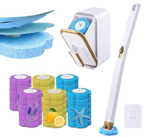 Midslinee Einweg Toilettenbürste, Toilet Brush | Klobürste mit 36 Stück Reiniger Nachfüllungen, Verbesserte Wandmontierte Toilettenbürste mit Reinigungsmittel