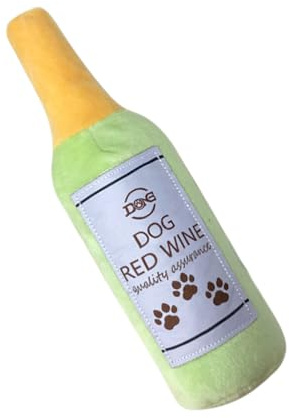 Xijobido Dog Squeaky Toys - Wine Bottle Shape Interactive Game - Dog Toys Plush | for Chewing Play Fetch Teething Mental Stimulation Physical Activity