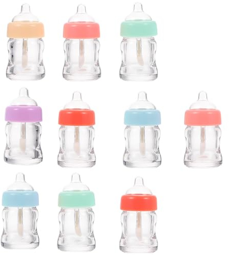 Mikikit 10pcs Refillable Lip Gloss Containers Bottle Shape Liquid Lipstick Bottles Portable Travel Lip Oil Random Colors for DIY Makeup