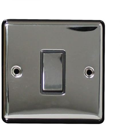Black Nickel 1 Gang 1 Way Light Switch 10A | Screwed Faceplate Wall Switch | Modern Dark Metallic Finish | Single Circuit Lighting Control | Home & Commercial Electrical Fitting (1)