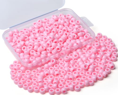 XIANNVXI Perles Pony Rose 6 mm avec Boîte,Rose Perles pour Bracelets DIY,Perle de Cheveux,Perles de Loisirs Créatifs pour Création de Bijoux,Bracelets,Colliers et Activités Manuelles(500 pièces）