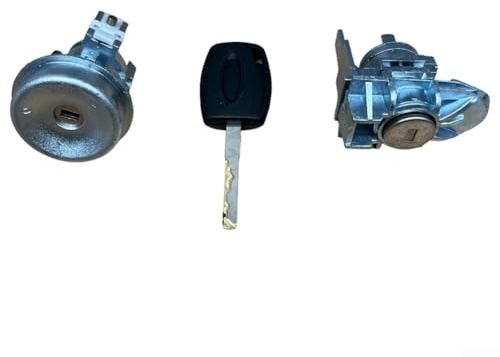 Kit interruttore cilindro per Ford Fiesta accensione e serratura della porta con 2 chiavi argento metallo OEM BE8Z542199 BE8Z11582B Ricambio adatto per modelli 2011-2019 Facile