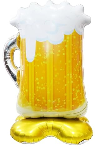 Bier Luftballon Oktoberfest Deko, Stehender Bierglas Ballon für bayrische Feste, Großformat 148x98 cm aus Alufolie für Partys,oktoberfest und Events