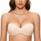 DOBREVA Damen Trägerloser BH Push Up mit Bügel Trägerlos Bandeau BHS Beige 85C