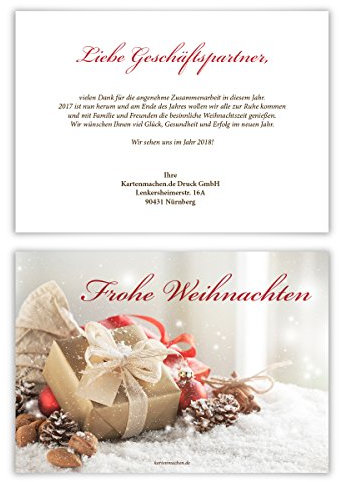 100 x Weihnachtskarten Firmen Geschäftlich Business Grußkarten Weihnachten - Eingeschneites Geschenk