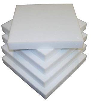 viglietti SPUGNA 4 Pezzi Quadrati Di Imbottiture Per Sedie Poliuretano Espanso Alta Densita' GOMMAPIUMA Spessore 3 Centimetri Misura 40x40 (bianco)