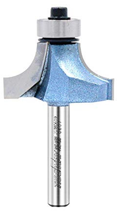 TIDEWAY 1/4 Shank Carbide Roundover Router Bit with Bearing, 3/8 Cutting Radius for Woodworking(1/4x3/4)
