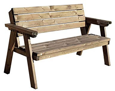 CONSILIUM Wooden Garden Seat - 2FT to 7FT in Length - Handmade Outdoor Furniture From Pressure Treated Timber (4ft, Rustic Brown)