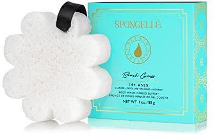 Spongellé Boxed Flower Shower Body Wash Infused Buffer, Beach Grass
