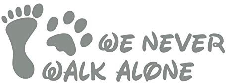 kleb-Drauf | 1 We Never Walk Alone | Grau - glänzend | Wandtattoo Wandaufkleber Wandsticker Aufkleber Sticker | Wohnzimmer Schlafzimmer Kinderzimmer Küche Bad | Deko Wände Glas Fenster Tür Fliese