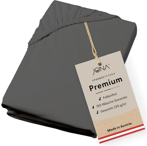 JONA SLEEP® Premium Spannbettlaken (180-200 x 200 cm) Jersey Baumwolle Schiefer - 220 g/m² - ÖKO-TEX 100 zertifziert - Made in Austria