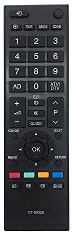 MYHGRC Neue Ersatzfernbedienung CT-90326 für Toshiba Fernbedienung smart TV passend für die meisten Toshiba LCD-LED-Fernseher Keine Konfiguration erforderlich TV 40LV703G1 40LV733F 40LV733N