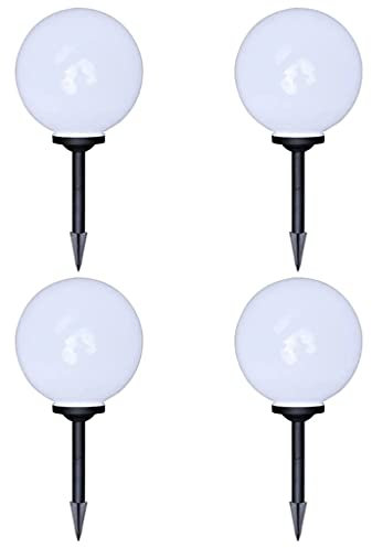 vidaXL 4x Wegeleuchte LED Kugel Solarkugel Gartenlampe Kugelleuchte Außenlampe Solarlampe Solarleuchte Außenleuchte Gartenleuchte 30cm mit Erdspieß