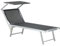 Totò Piccinni Salento Lettino Prendisole Pieghevole in Alluminio con TETTUCCIO mare spiaggia piscina giardino (Dark Grey)
