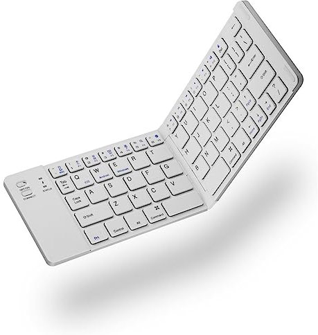 Lazmin Teclado Bluetooth portátil Plegable, Teclado inalámbrico Plegable magnético Ultra Delgado para Android iOS
