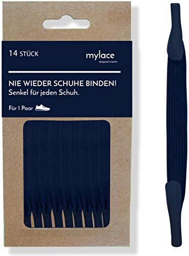 MYLACE - Schnürsenkel ohne binden - 14 Senkel für 1 Paar - nachhaltig verpackt - nie wieder Schuhe binden (Cool Deep Blue)