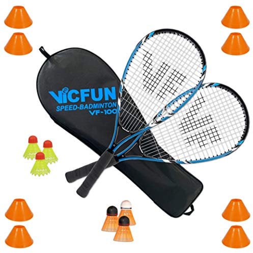 VICTOR Speed-Badminton 100 Set Premium - 2 Badmintonschläger, 3 Bälle und eine hochwertige Badmintontasche Set field