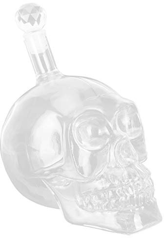 Contenitore per Vino, Bottiglia di Vino in Vetro a Forma di Teschio Articoli da Cucina Trasparenti per Bicchieri da Cucina per liquore alla Vodka Whisky(1000ML)