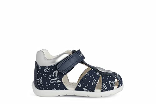 Geox Bébé Fille B Elthan Girl C Premiers Pas, Navy/Silver, 24 EU