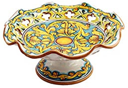 ILAB Centrotavola alzata media in ceramica decorata a mano da ceramisti siciliani di Santo Stefano di Camastra gianluca art 4