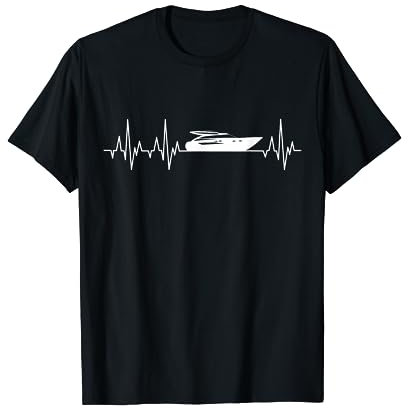 Motorboot Herzschlag Sportboot EKG Kapitän Puls Yacht T-Shirt