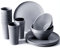 Youngever 18er Set Geschirr aus Kunststoff, Platten (25CM), Schalen (1000ML), Becher (600ML), Dienst für 6 (Dunkelgrau)