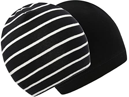 FORUHOO Unisex Baby Mütze Jungen & Mädchen Beanie Kleinkind Hut Herbst Winter (E: Schwarz Streifen,43S) (37-43, Einlagig: Schwarz+Schwarz Streifen)