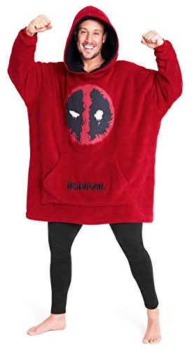 Marvel Oversized Hoodie Blanket for Men and Teenagers Avengers Black Panther Captain America Iron Man - Gifts for Men (Red/Black)
