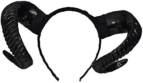 Toyvian Black Sheep Horn Headband Devil Horns Cosplay Demon Costume Accessory Party Headpiece for Women Men Adult Halloween Cosplay Party Headband