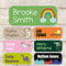 50 Name Labels for Kids No Iron Name Tags for Clothes Name Stickers for Water Bottles, School Uniform, School, Nursery, Care Homes, Washable and Dishwasher Safe for Children (Bright Rainbows)