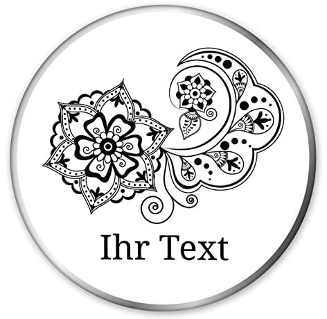 gravur-farbik.de – personalisierbare runde Dose mit Name oder Wunschtext – Zentangle Blume Motive – bedruckte Geschenkdose – ideale Keksdose, Metalldose, Plätzchendose