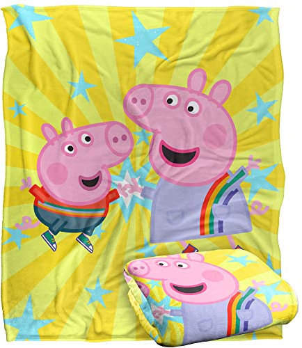 Peppa Pig Silky Touch Kinderdecke, 152 x 127 cm, High Five Peppa and George