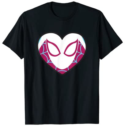 Marvel Spider-Man Ghost Spider Spider-Gwen Heart Mask Logo T-Shirt