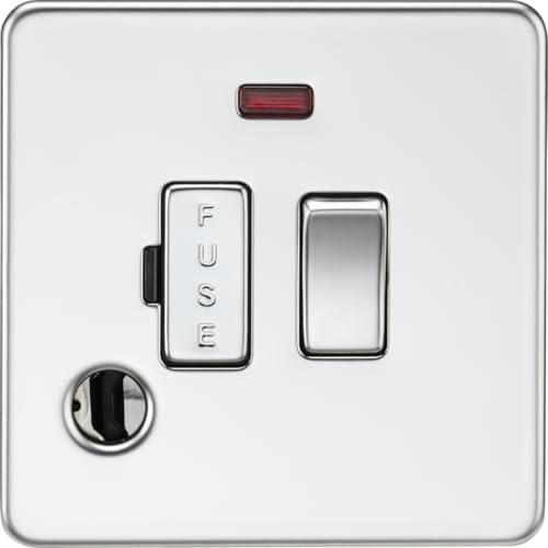 Knightsbridge 13A Switched Fused Spur with Neon and Flex Outlet - Polished Chrome
