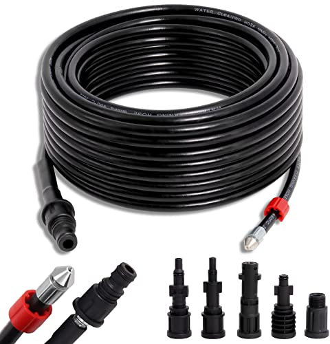 Rohrreinigungsschlauch 20m,5 Adapter 180bar 60°C Rohrreinigungsset Kompatibel mit Kärcher,Lavor,Interpump,Bosch Hochdruckreiniger, Rohrreinigungsschlauch für Hochdruckreiniger