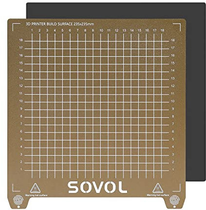 Sovol PEI Sheet Piatto di Magnetico Piattaforme per stampanti 3D 235 x 235 mm per Creality Ender 3/Ender 3 S1 Pro/Ender 3 V2/Ender 5/Sovol SV05/SV06