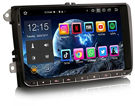 Erisin 9 Zoll 8-Kern 4GB + 64GB Android 13 Autoradio mit Navi GPS Für VW Polo Golf 6 Golf 5 T5 Caddy Passat Tiguan SEAT Bluetooth Wireless CarPlay Android Auto DSP WiFi OPS RDS DAB+ SWC USB
